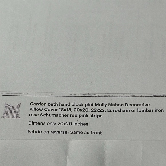 Molly Mohon Decorative Pillow cover, Size 20X20. - Picture 2 of 2